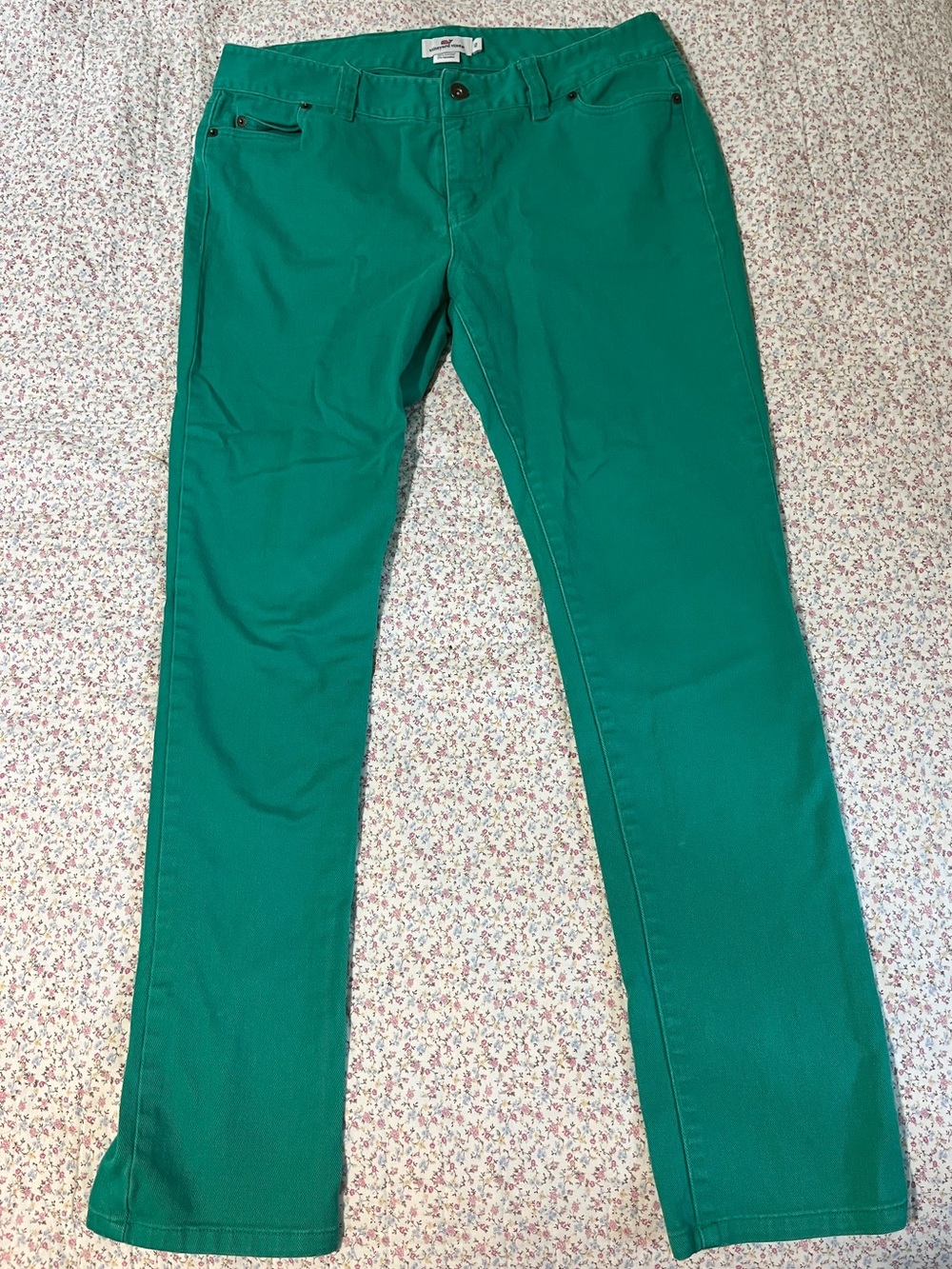 Vineyard Vines Slim Straight Green Jeans. Size 12